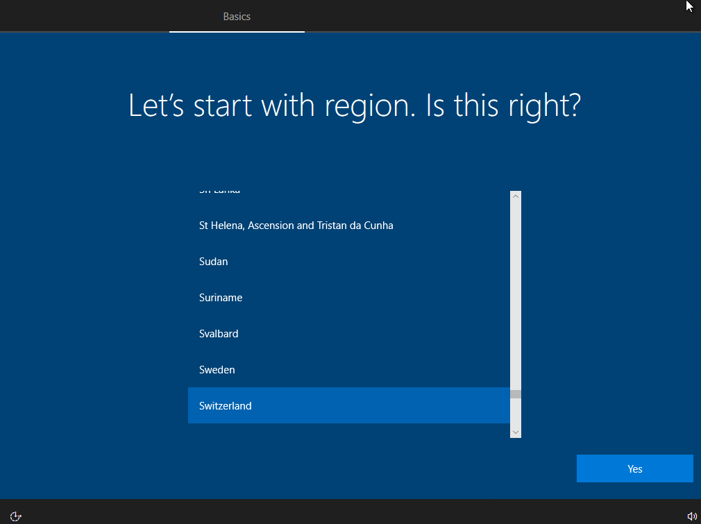 Select region