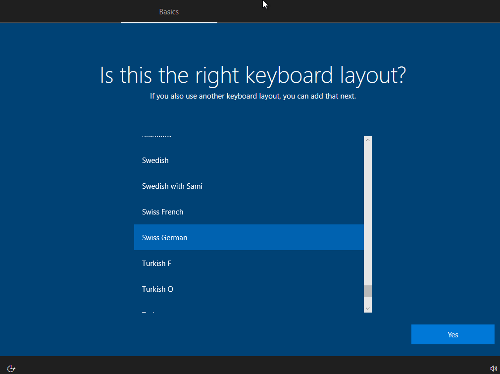 Select keyboard layout